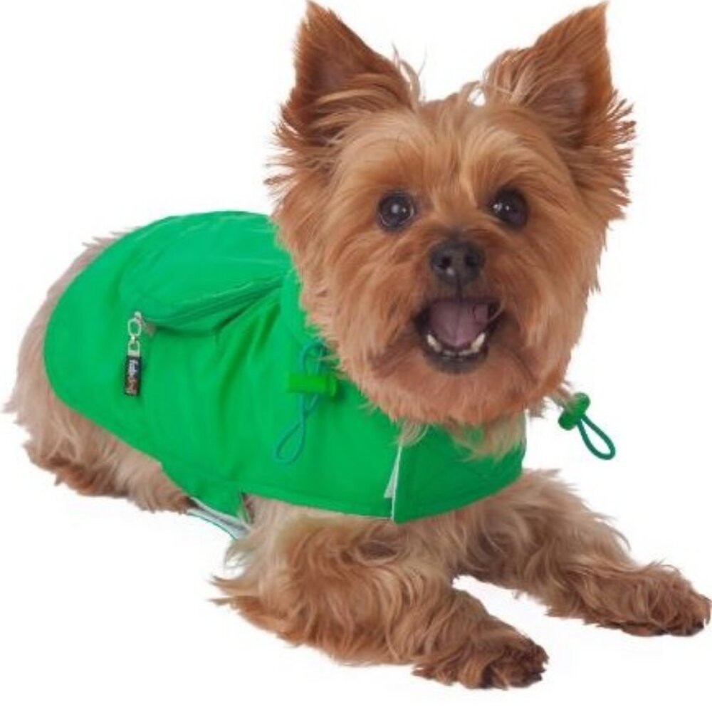 Size XS Spring Green Packaway Raincoat for Pets Dogs by Fab Dog